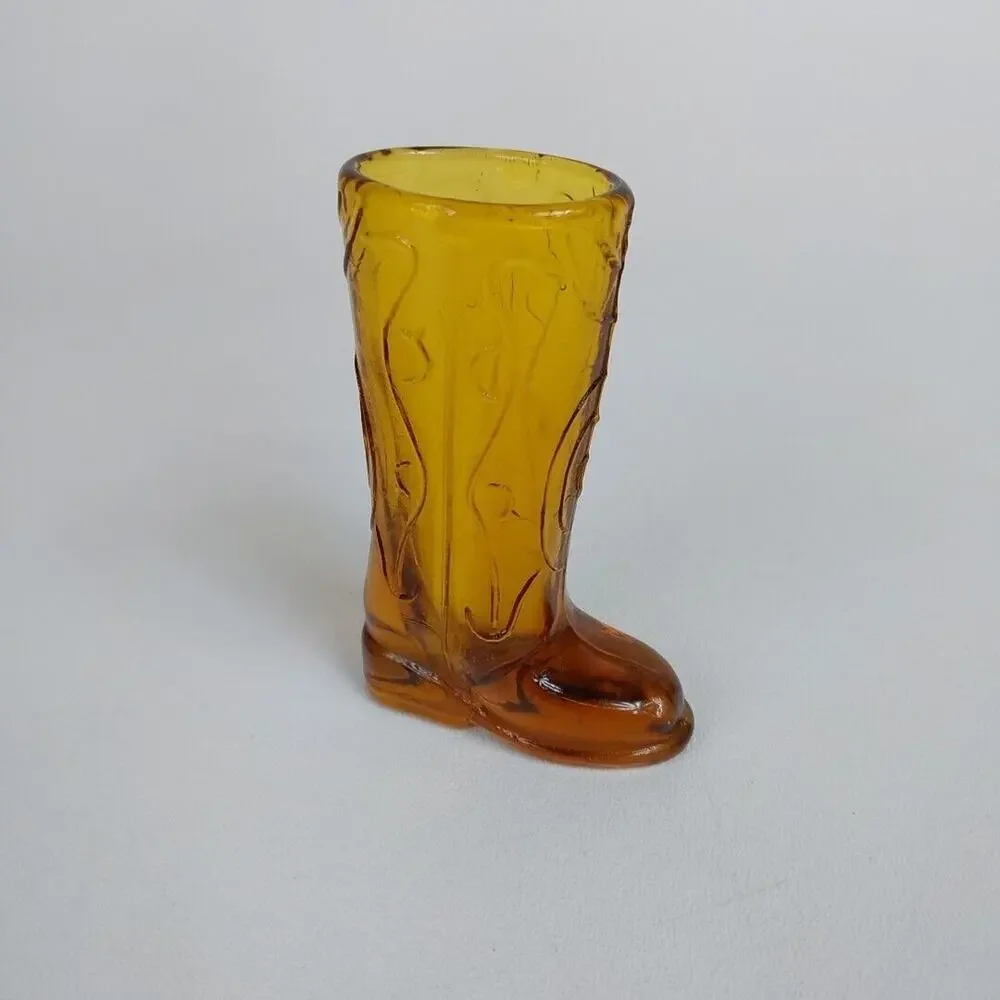 Glass Cowboy Boot Shot Glass Amber‎